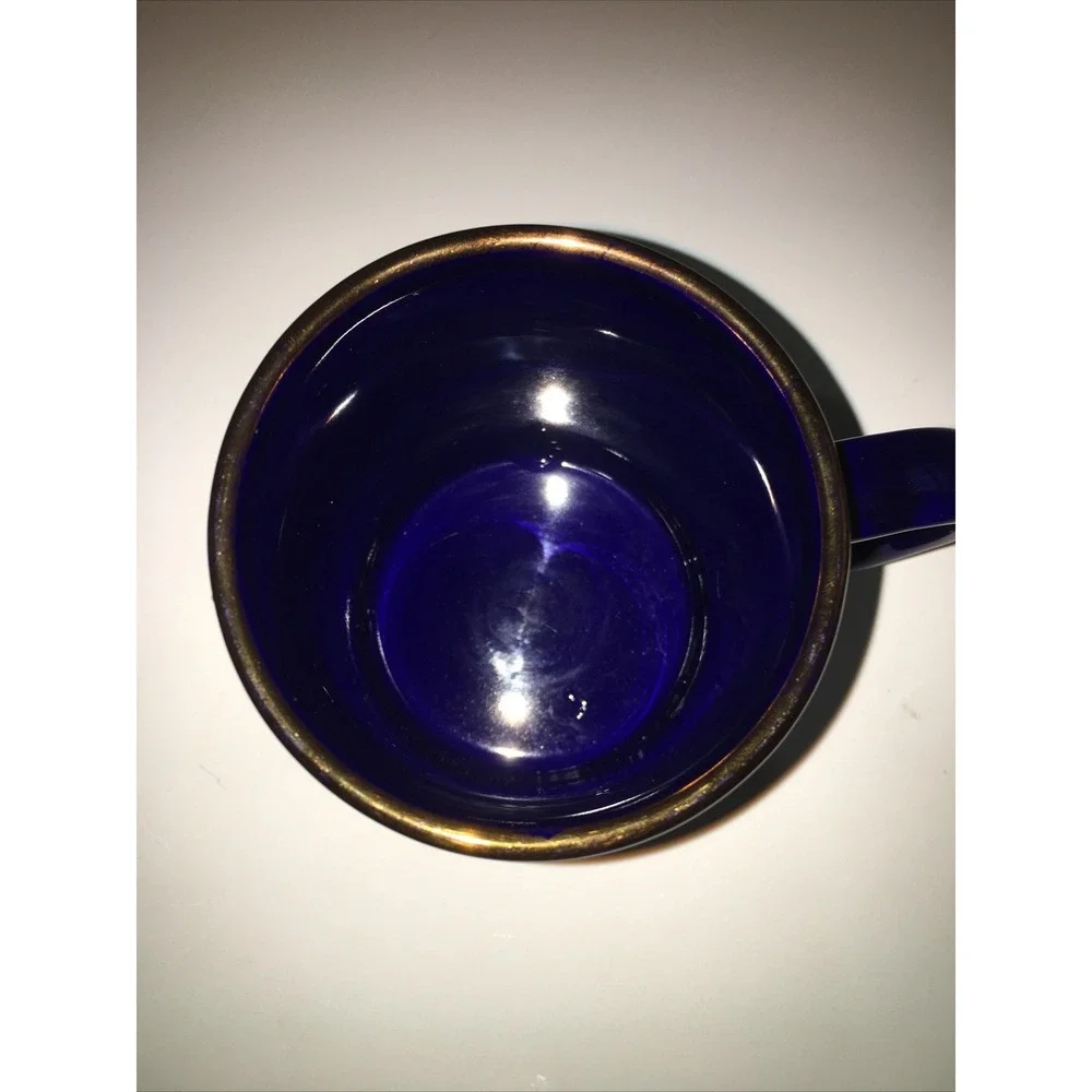 LONGABERGER‎ Basket Company COFFEE Cup Navy with Gold Basket Logo Very Rare